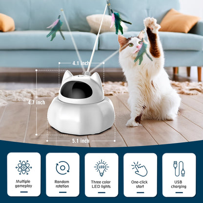 Cat Laser Toy, Automatic Interactive Indoor Toy, Rechargeable White