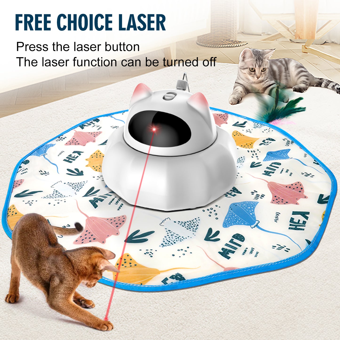 Cat Laser Toy, Automatic Interactive Indoor Toy, Rechargeable White